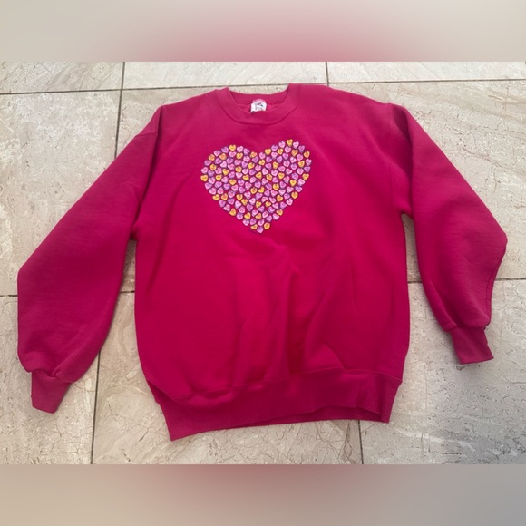 Vintage conversation hearts Sweatshirt pink size large - Picture 1 of 3